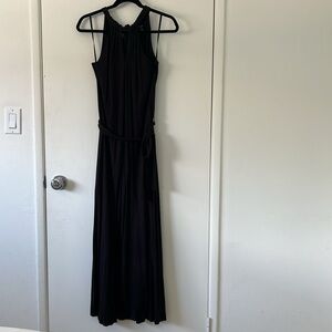 ANN TAYLOR | Sleeveless Maxi Dress, Keyhole, Split Skirt, Black